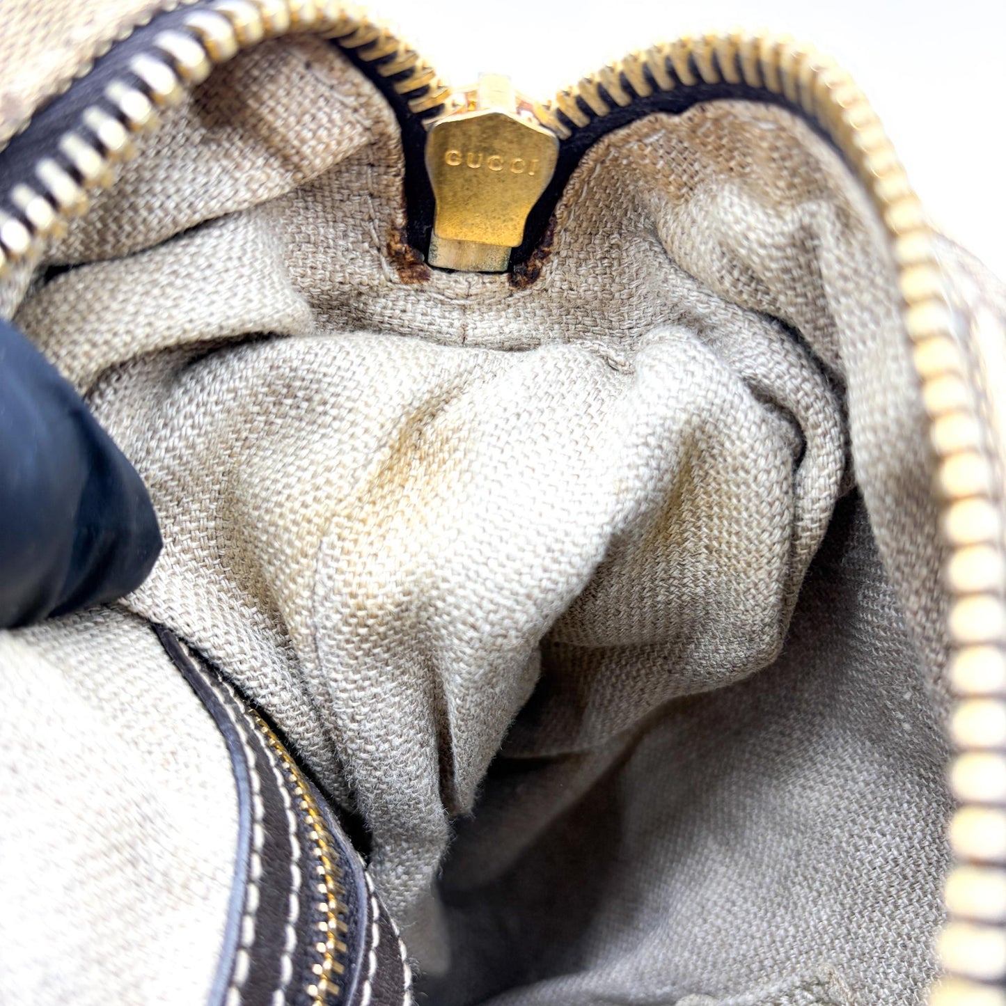 Gucci GG Canvas Dark Brown Leather Multi-Pocket Backpack