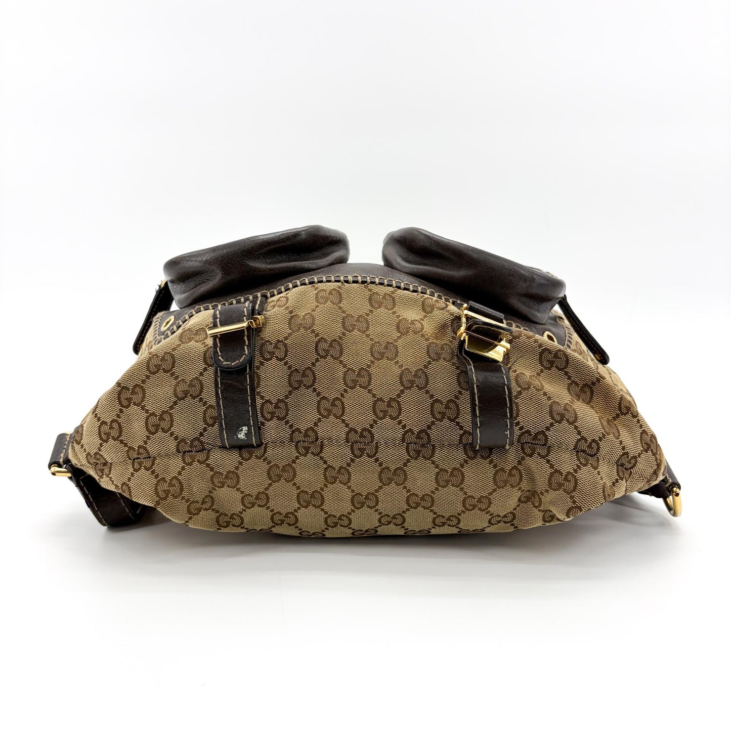 Gucci GG Canvas Dark Brown Leather Multi-Pocket Backpack