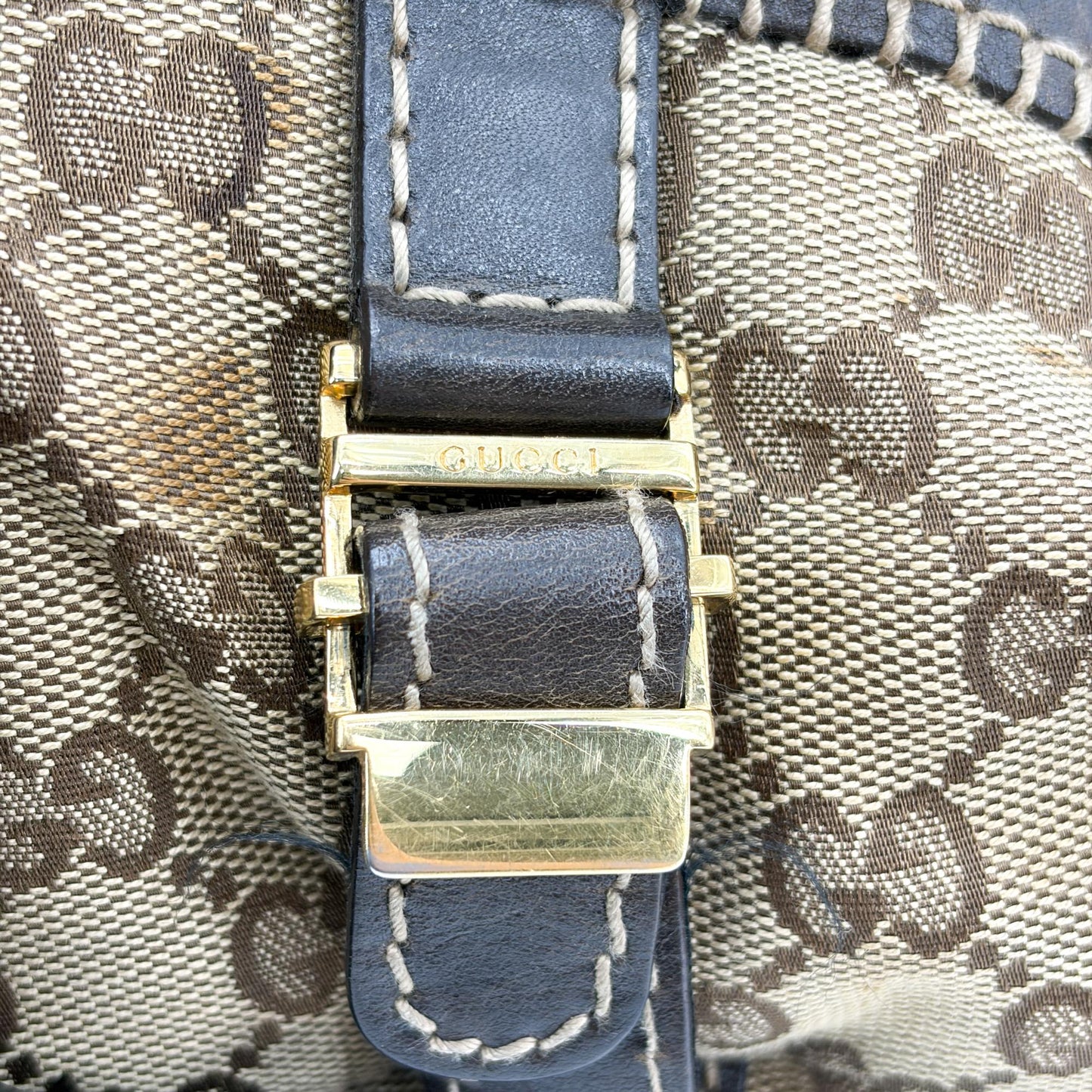 Gucci GG Canvas Dark Brown Leather Multi-Pocket Backpack