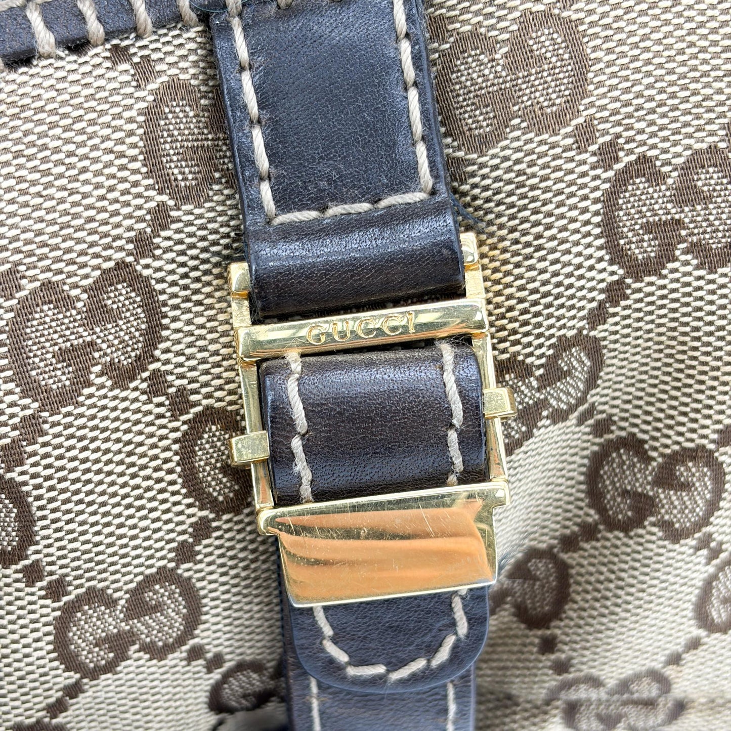 Gucci GG Canvas Dark Brown Leather Multi-Pocket Backpack