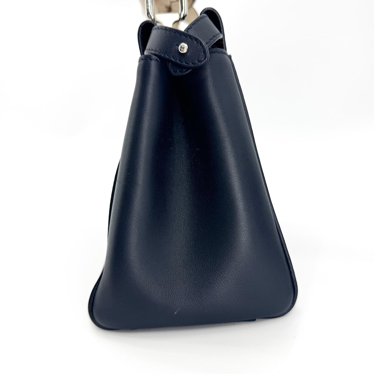 Fendi Mini Peekaboo Leather Ribbon Handle Tote Bag Navy