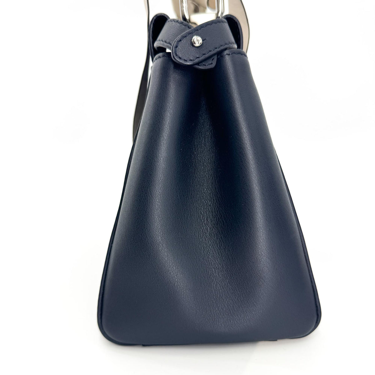 Fendi Mini Peekaboo Leather Ribbon Handle Tote Bag Navy