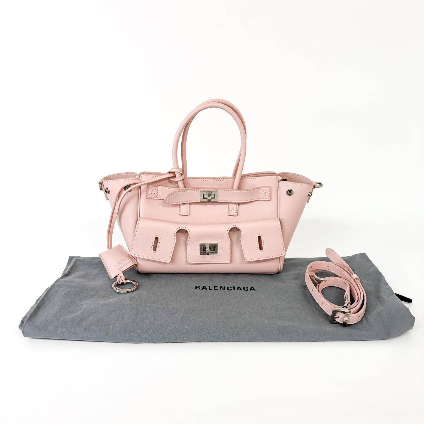 Balenciaga Papier A4 Side Zip Pocket Tote Bag Pink