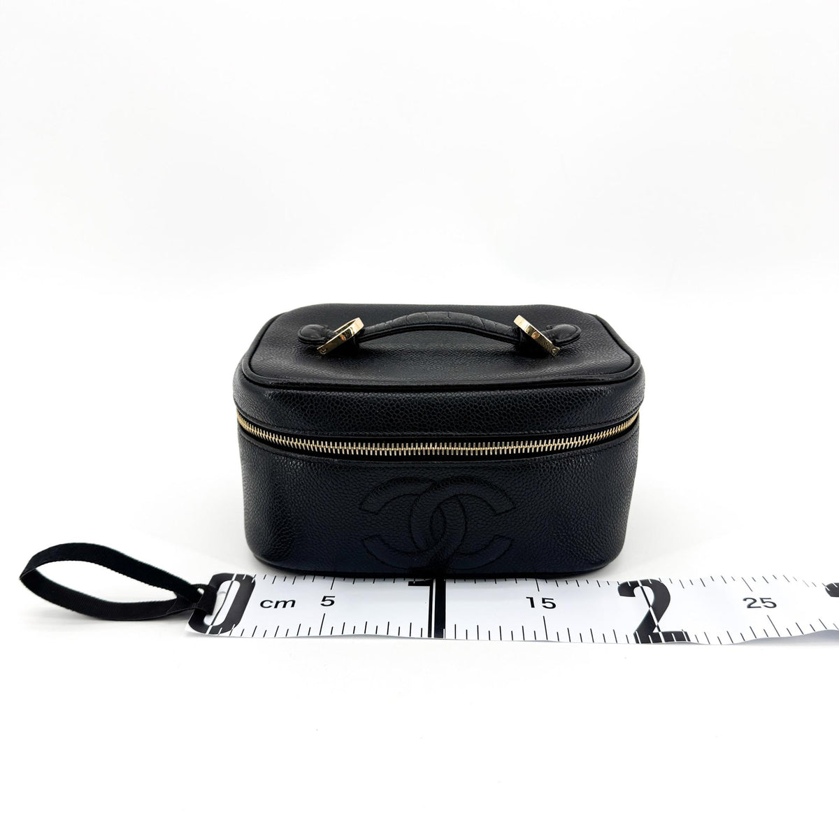 Chanel CC Logo Caviar Vanity Case Gold Hardware Black