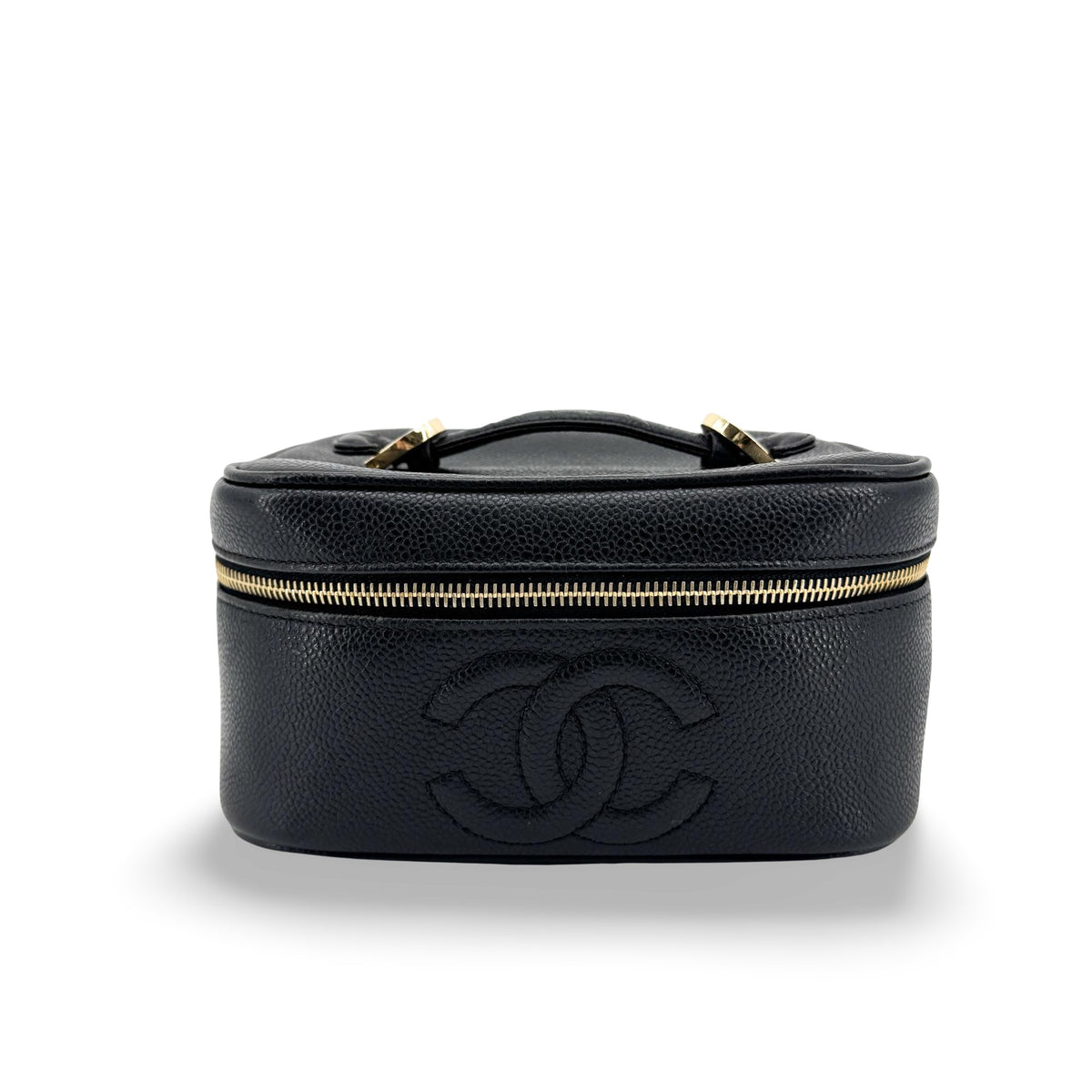 Chanel CC Logo Caviar Vanity Case Gold Hardware Black