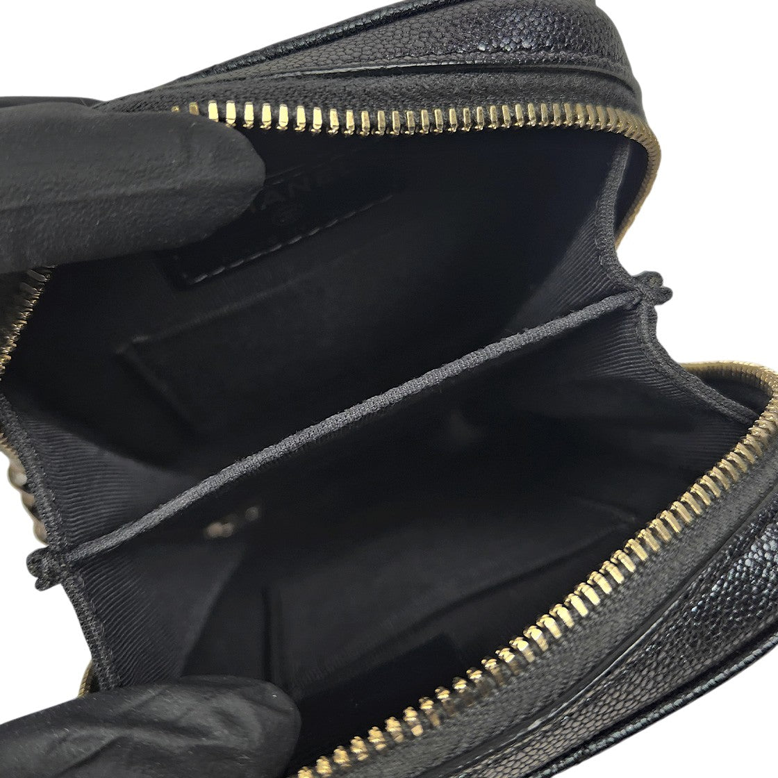 Chanel Black Iridescent Caviar Phone Holder Crossbody Bag