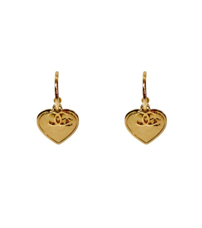 Chanel B17 Heart CC Gold Earrings