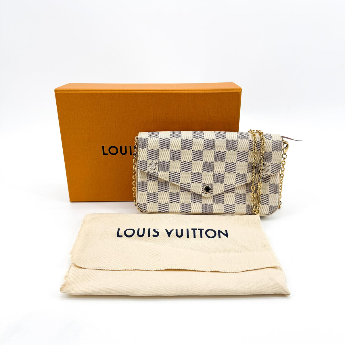 Louis Vuitton Pochette Felicie Damier Azur Gold