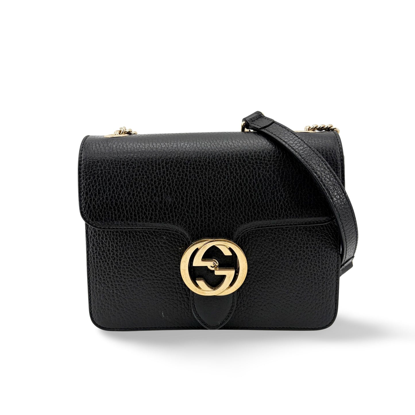 Gucci Interlocking G Chain Shoulder Bag Small Black