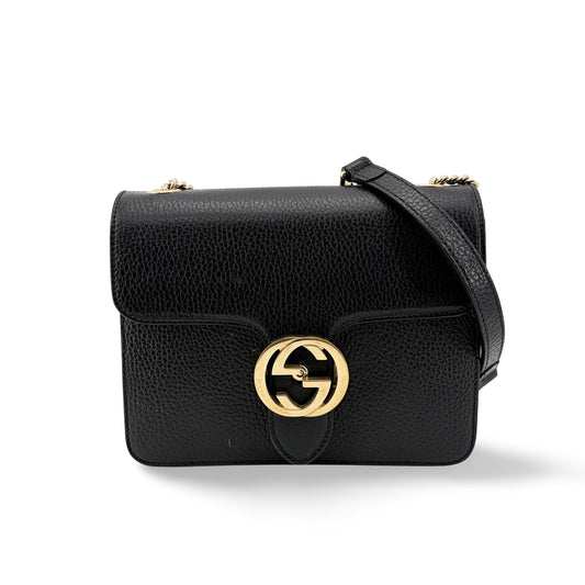 Gucci Interlocking G Chain Shoulder Bag Small Black