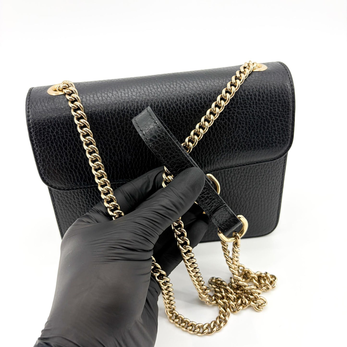 Gucci Interlocking G Chain Shoulder Bag Small Black