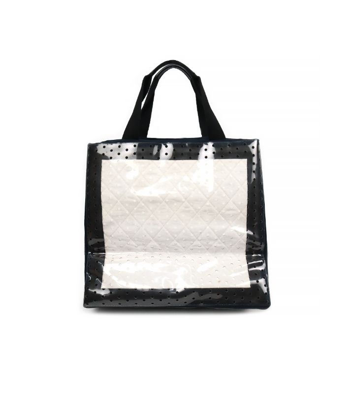 Chanel Black and White PVC Perforated Tote Bag