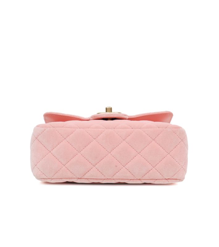 Chanel Season Mini Pink Velvet Shoulder Bag