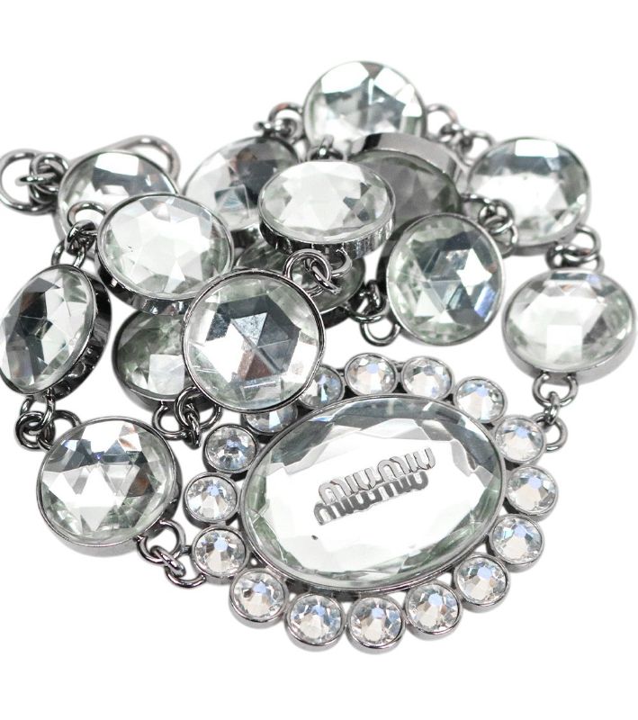 Miu Miu Silver Materasse Crystal Shoulder Bag