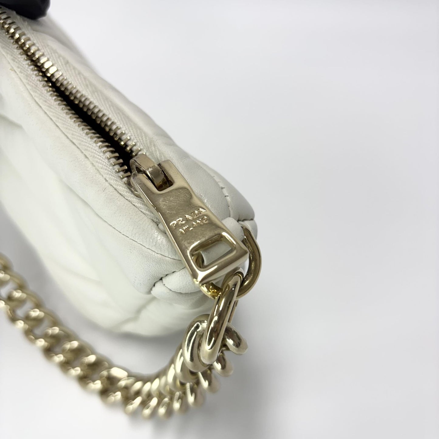 Prada Napa Patch Padded Hobo Bag White