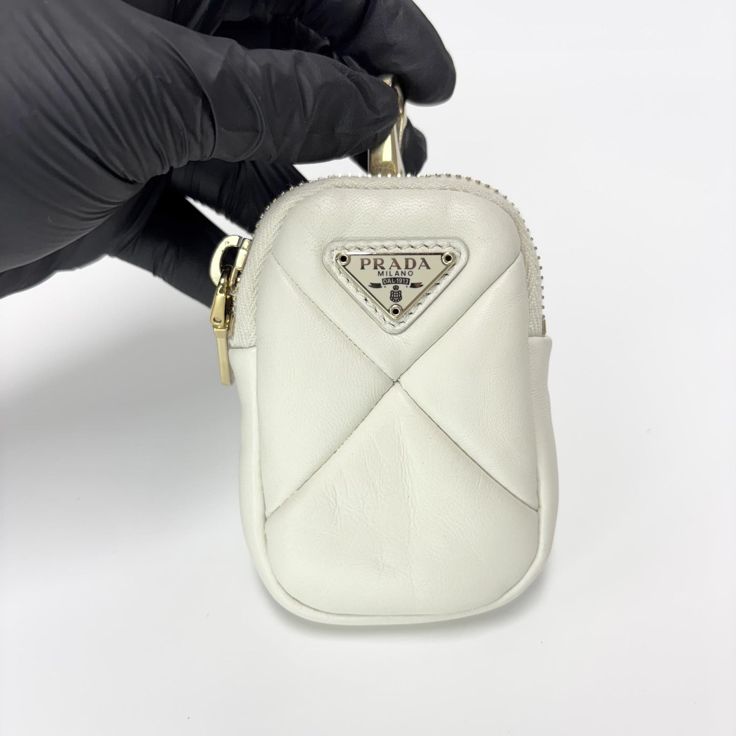 Prada Napa Patch Padded Hobo Bag White