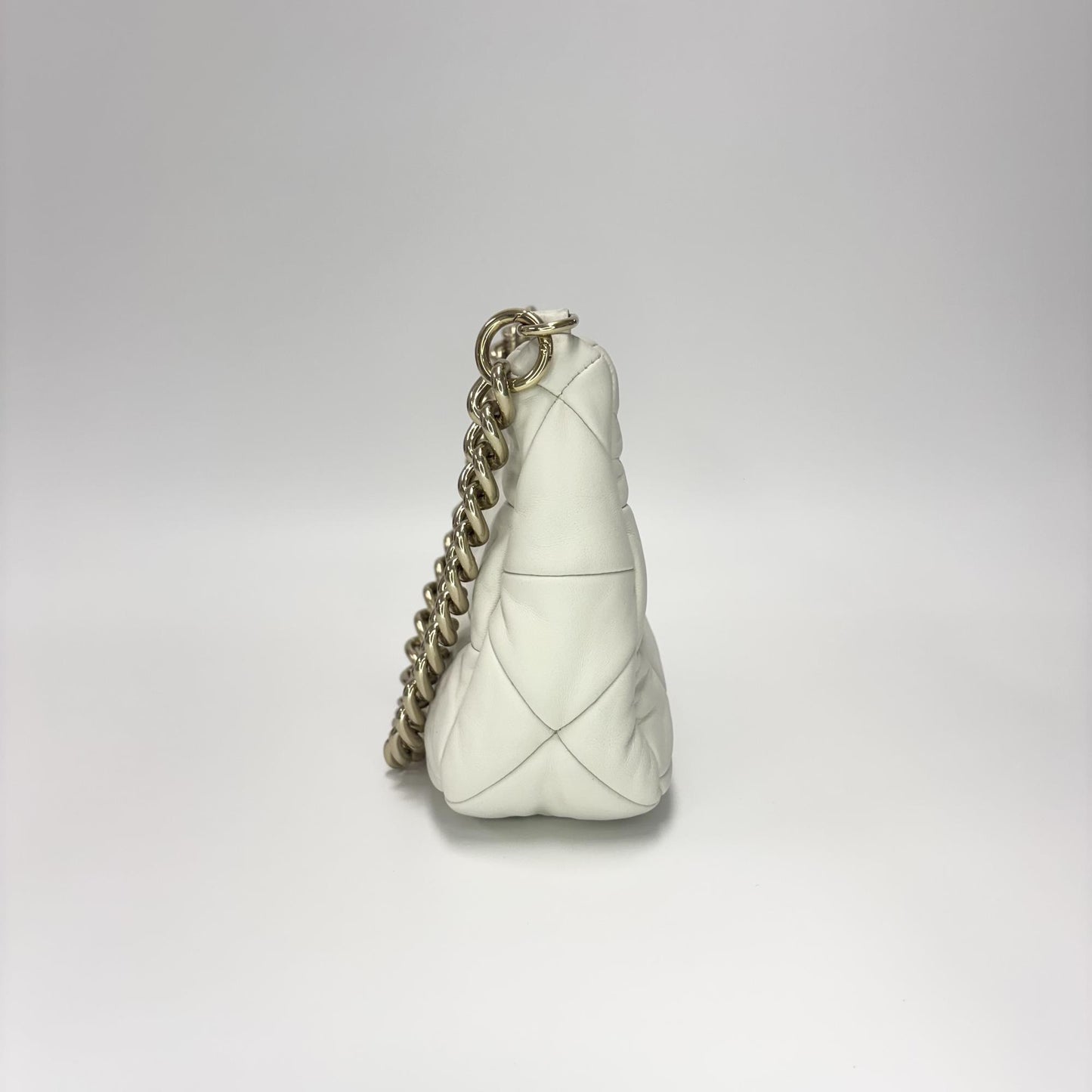 Prada Napa Patch Padded Hobo Bag White