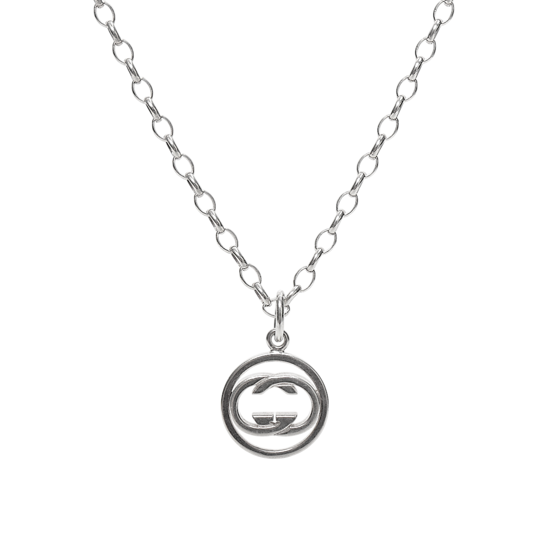 Gucci Round Interlocking G Silver Necklace