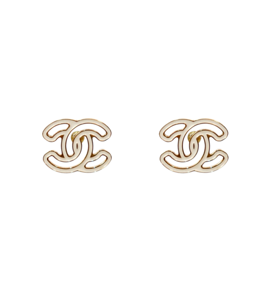 Chanel Ivory 24A CC Gold Earrings
