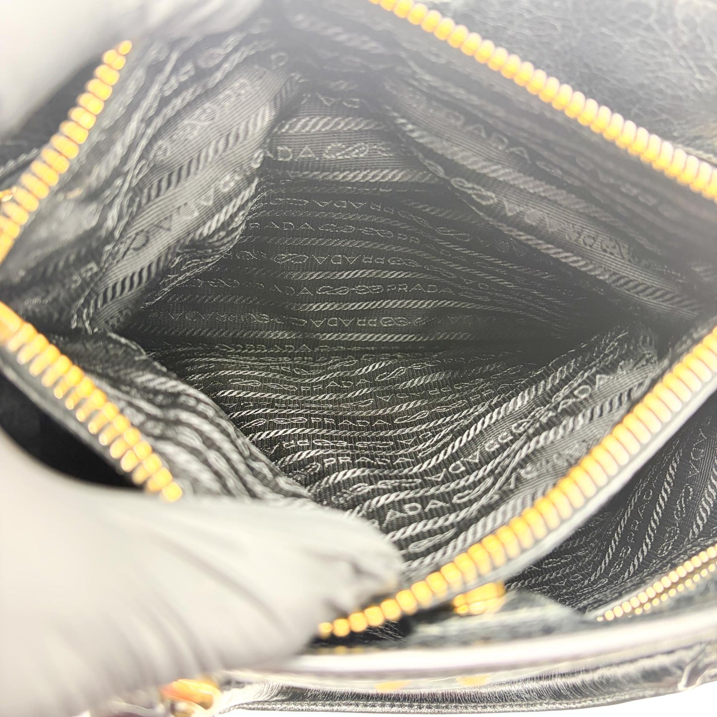 Prada Vitello Shine Tote Bag Black Gold Hardware