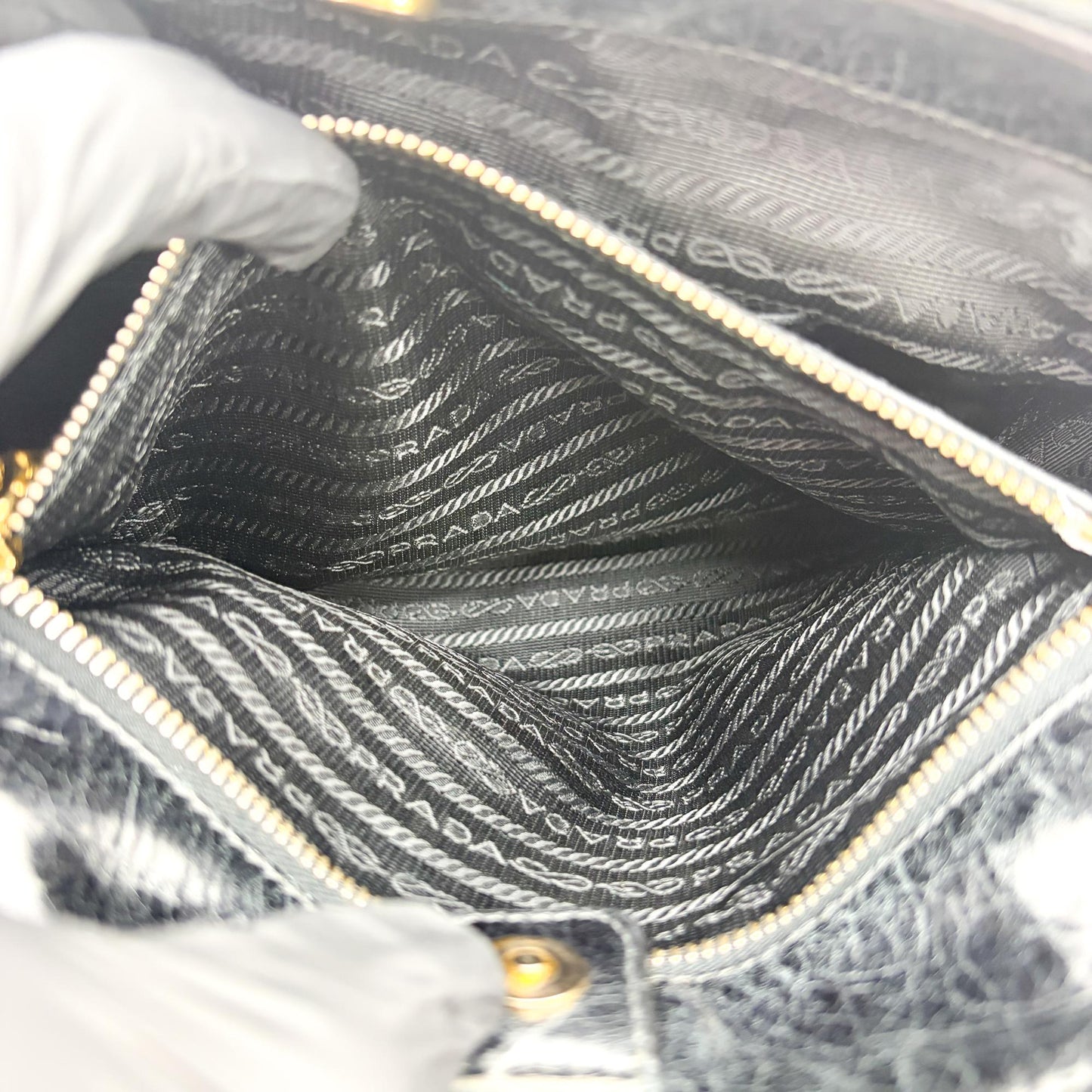 Prada Vitello Shine Tote Bag Black Gold Hardware