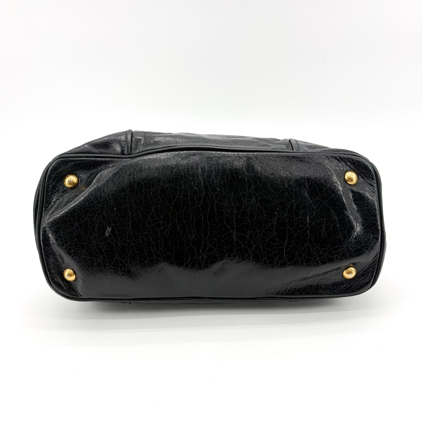 Prada Vitello Shine Tote Bag Black Gold Hardware