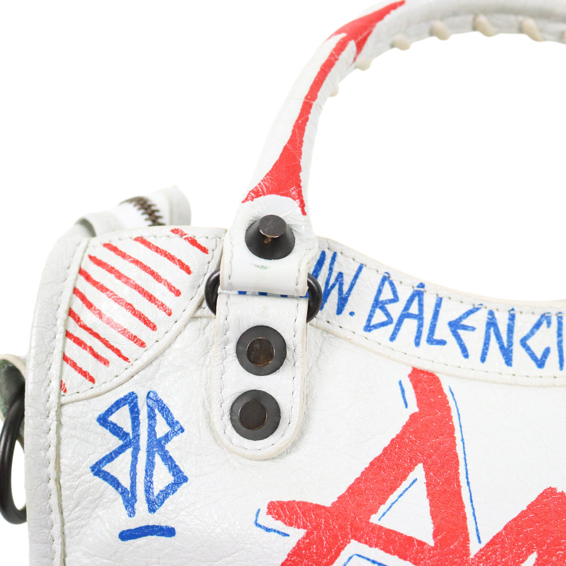 Balenciaga White Mini Gravity Motor Bag