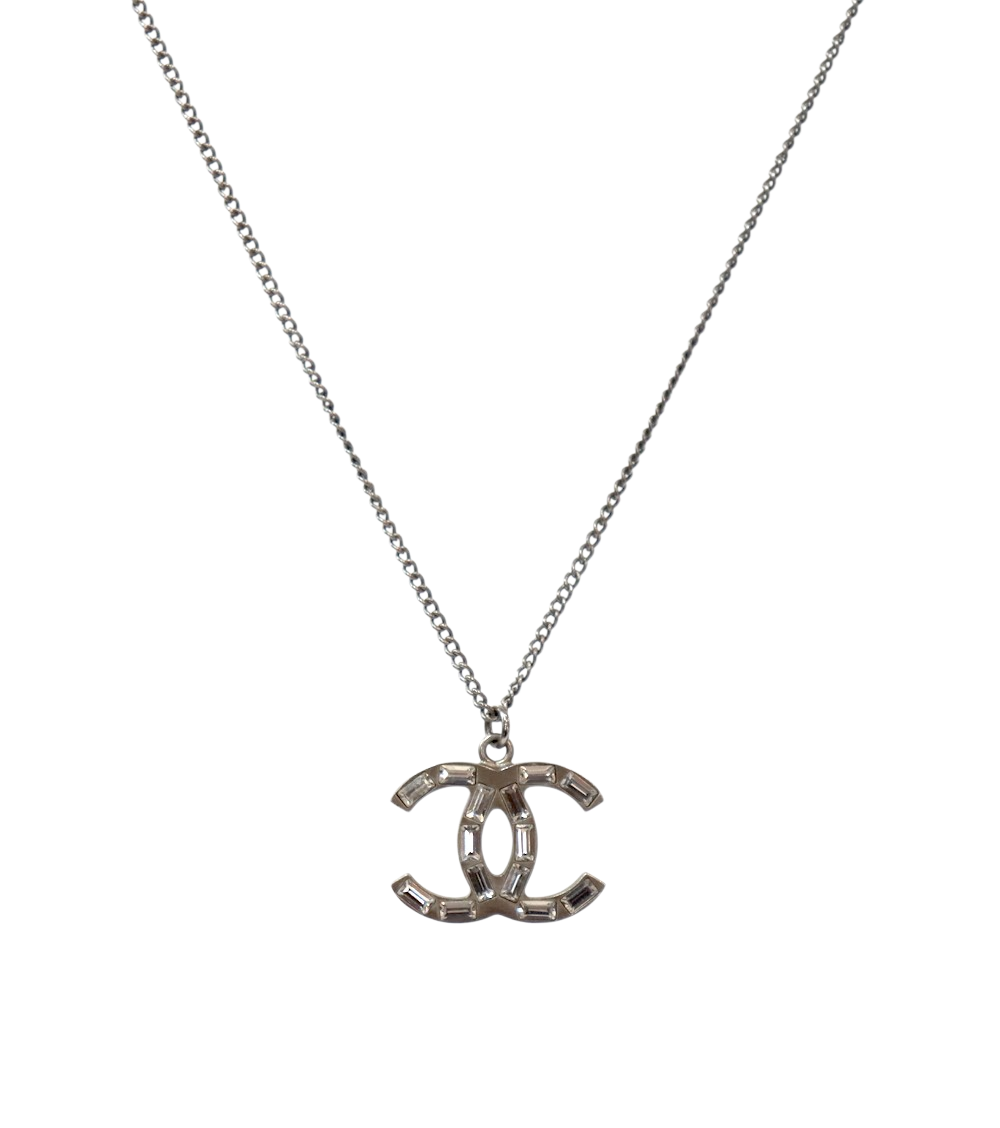 Chanel Cubic CC Silver Necklace