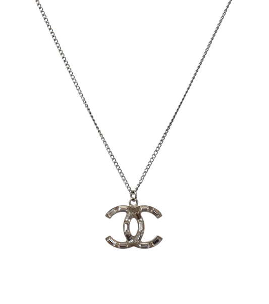Chanel Cubic CC Silver Necklace