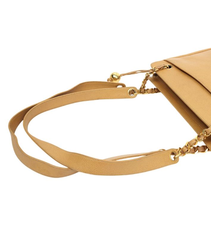 Chanel Beige Caviar Triple CC Chain Shoulder Bag