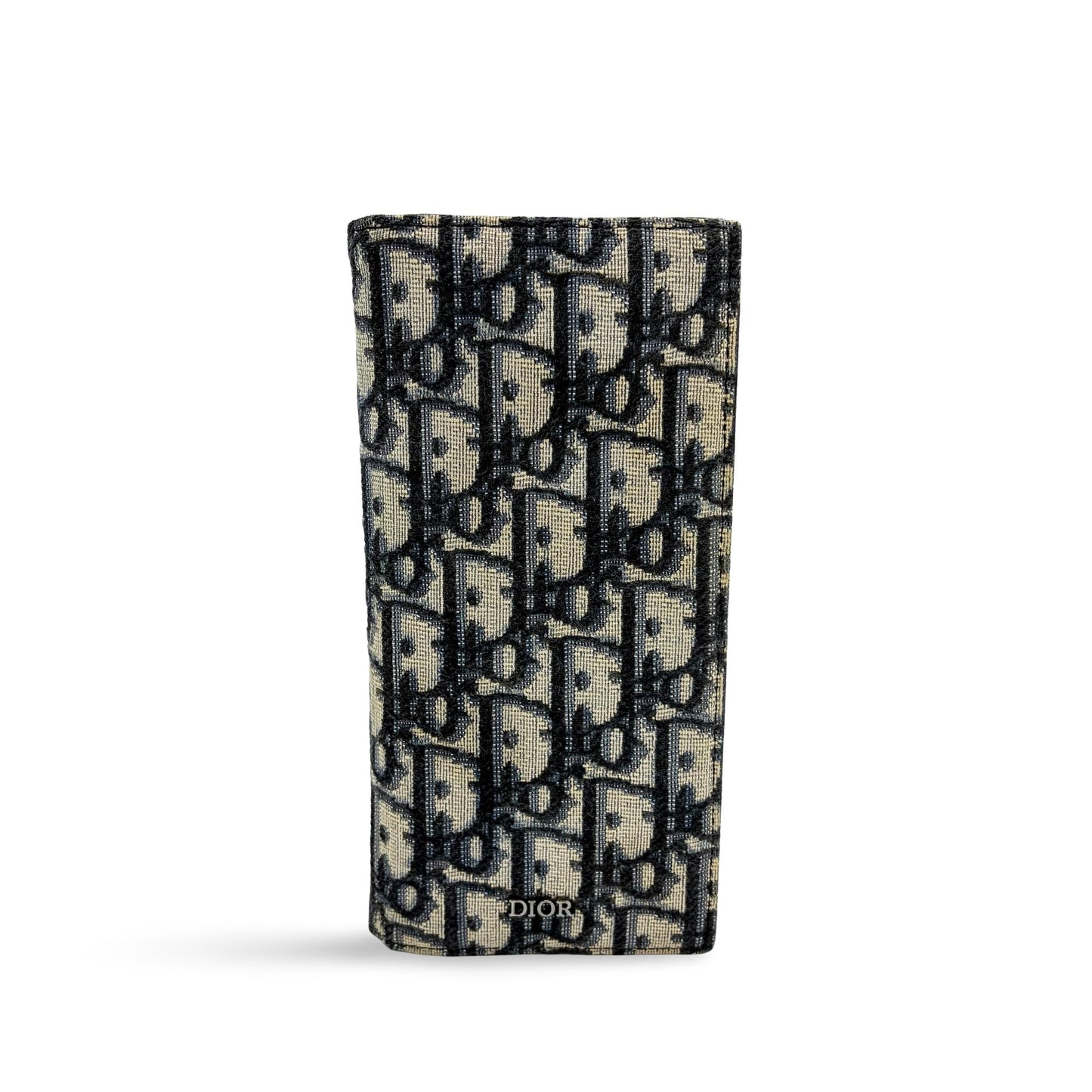 Dior Vertical Long Wallet Beige Black Oblique Jacquard