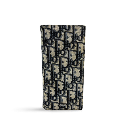 Dior Vertical Long Wallet Beige Black Oblique Jacquard