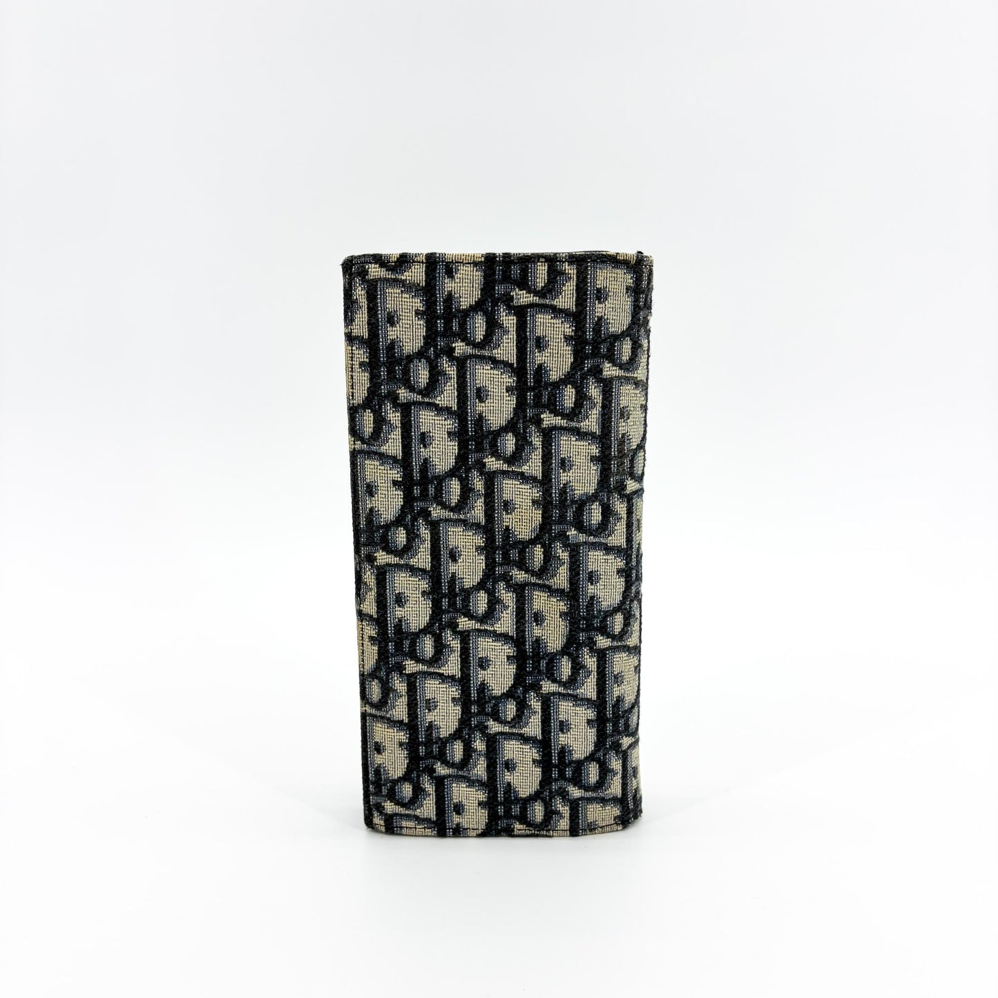 Dior Vertical Long Wallet Beige Black Oblique Jacquard