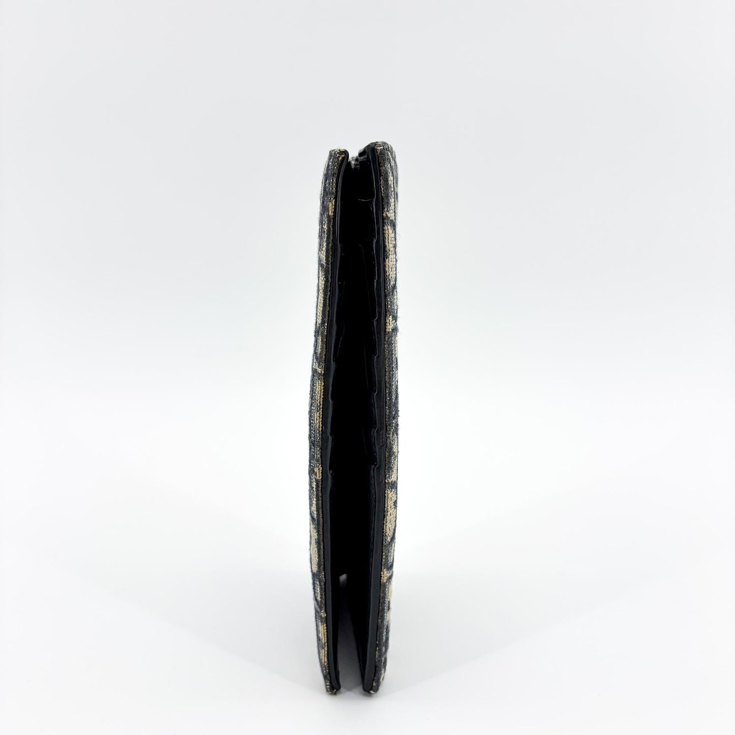 Dior Vertical Long Wallet Beige Black Oblique Jacquard