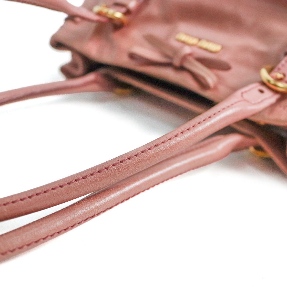 Miu Miu Pink Vitello Shine Ribbon Tote Bag