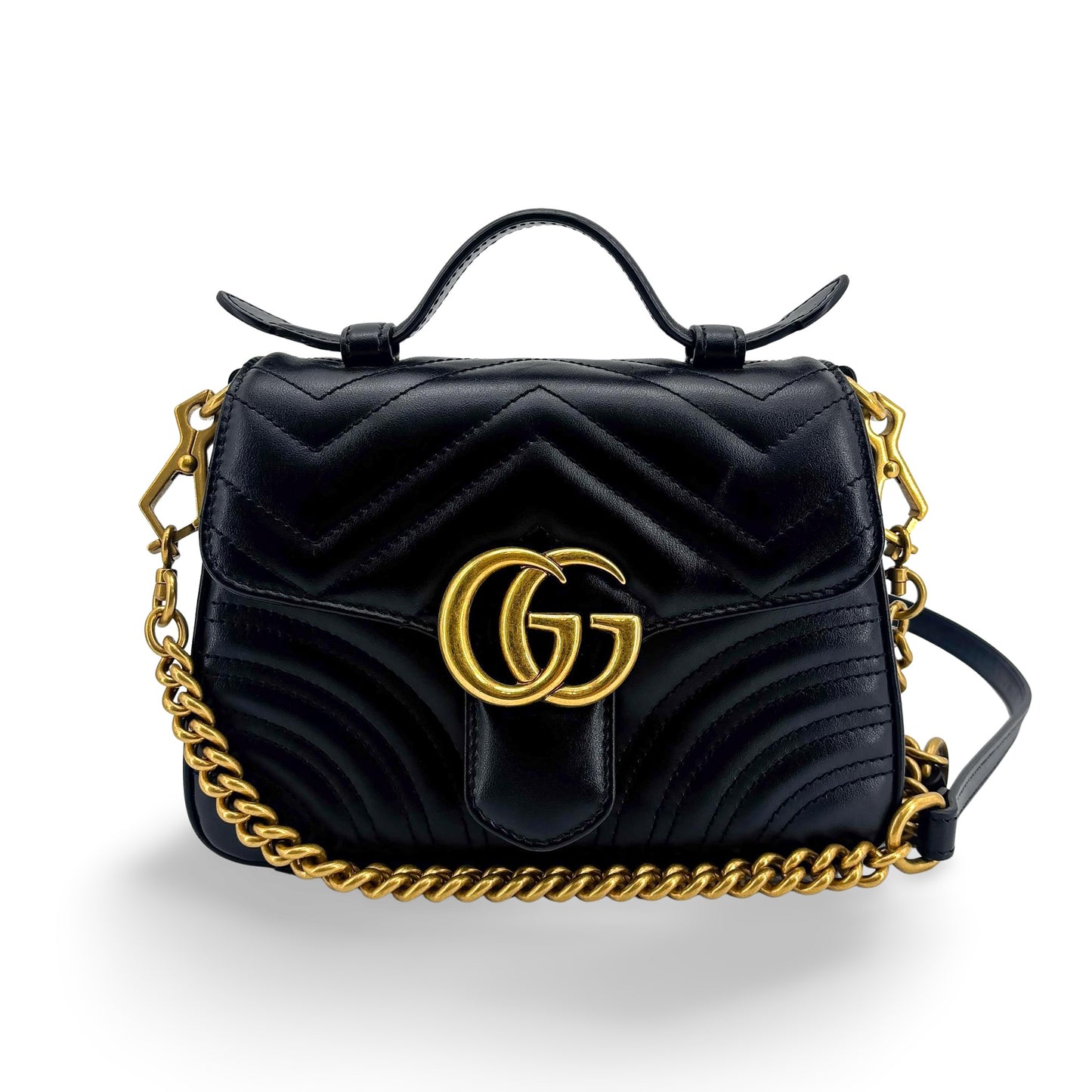 Gucci GG Marmont Mini Top Handle Bag Black
