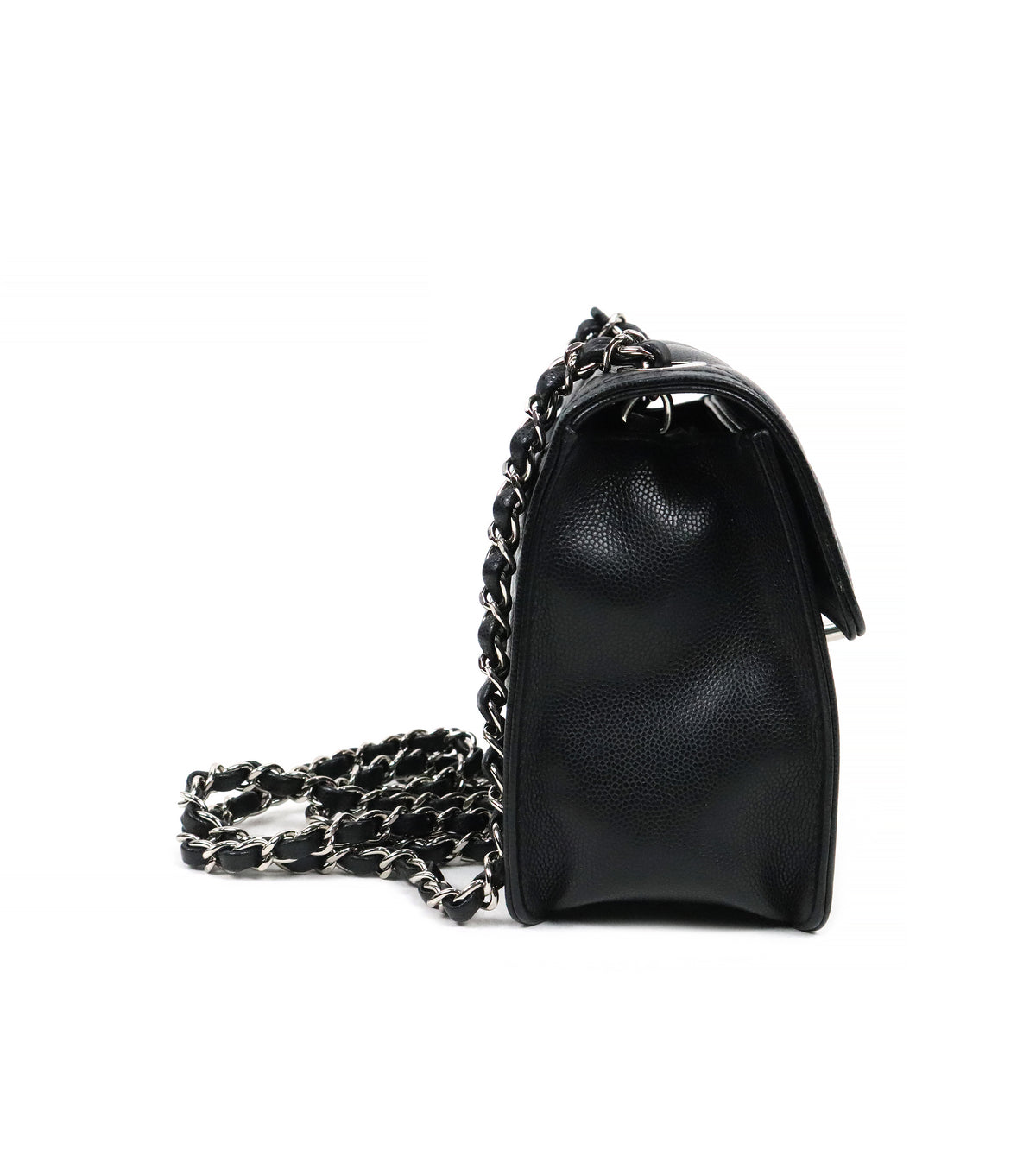 Chanel Black Caviar Quilted CC Chain Shoulder Bag with Built-in Chip