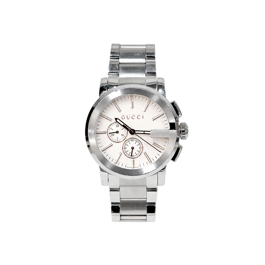 Gucci 44mm G Chrono Steel Quartz Watch