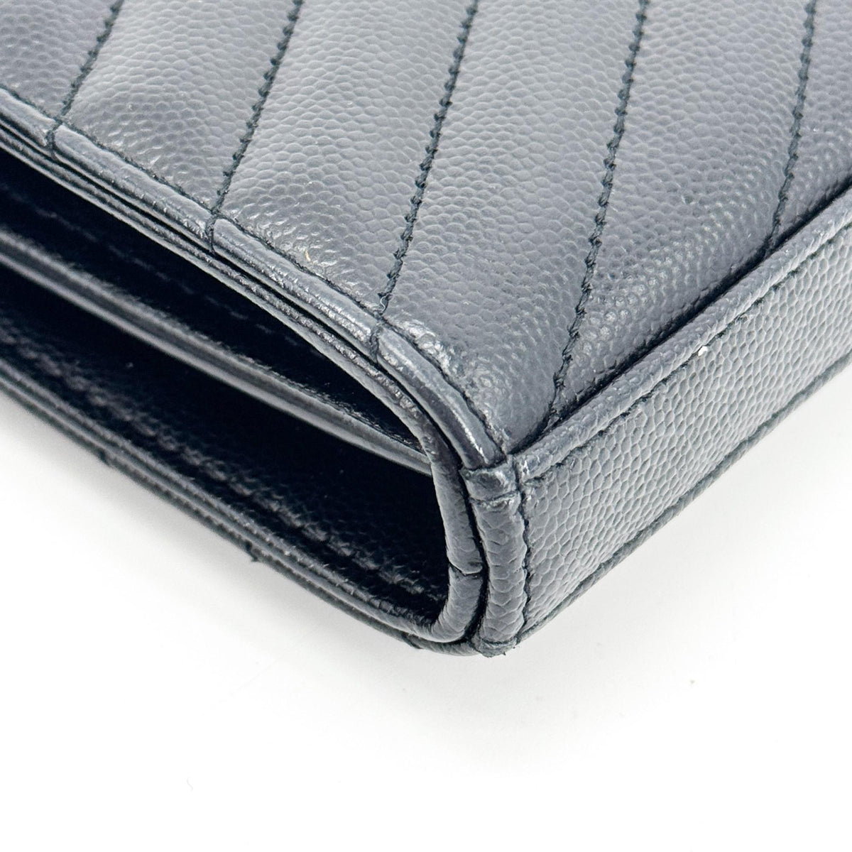Saint Laurent Cassandre Envelope Chain Wallet Black with Silver Hardware