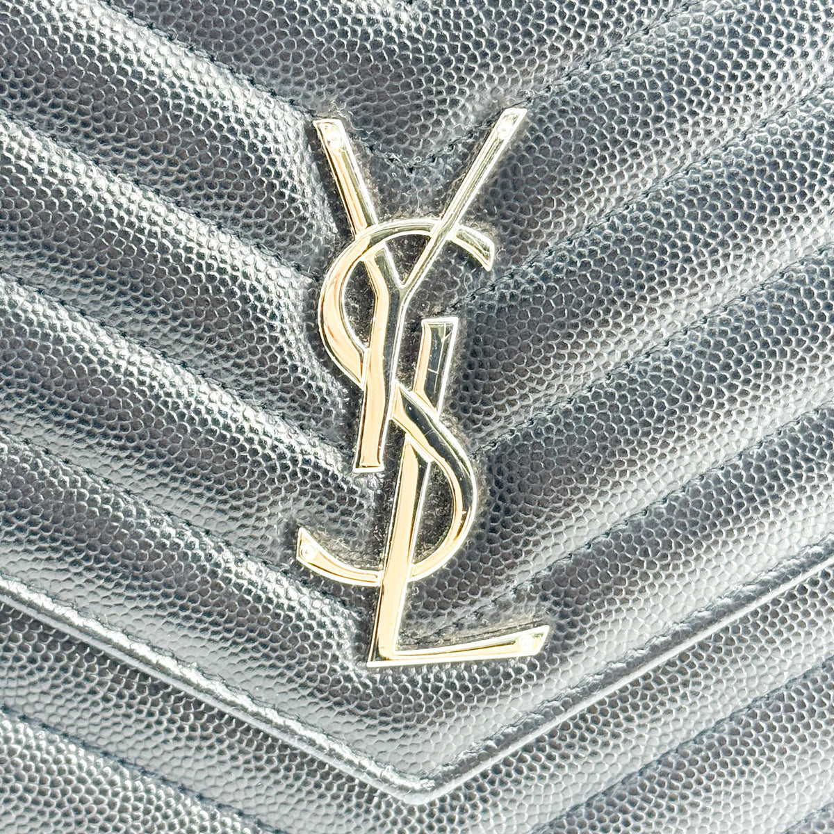Saint Laurent Cassandre Envelope Chain Wallet Black with Silver Hardware