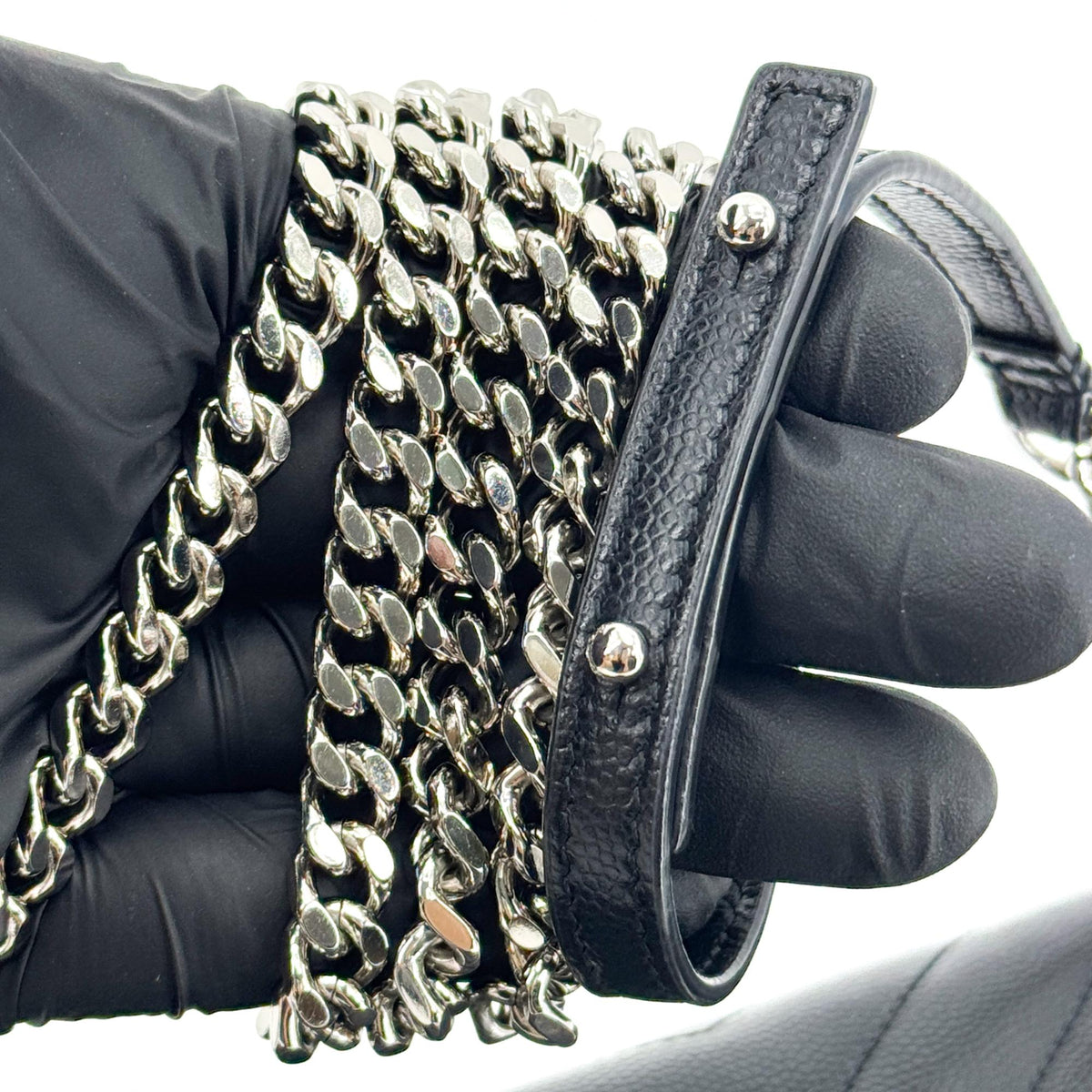Saint Laurent Cassandre Envelope Chain Wallet Black with Silver Hardware