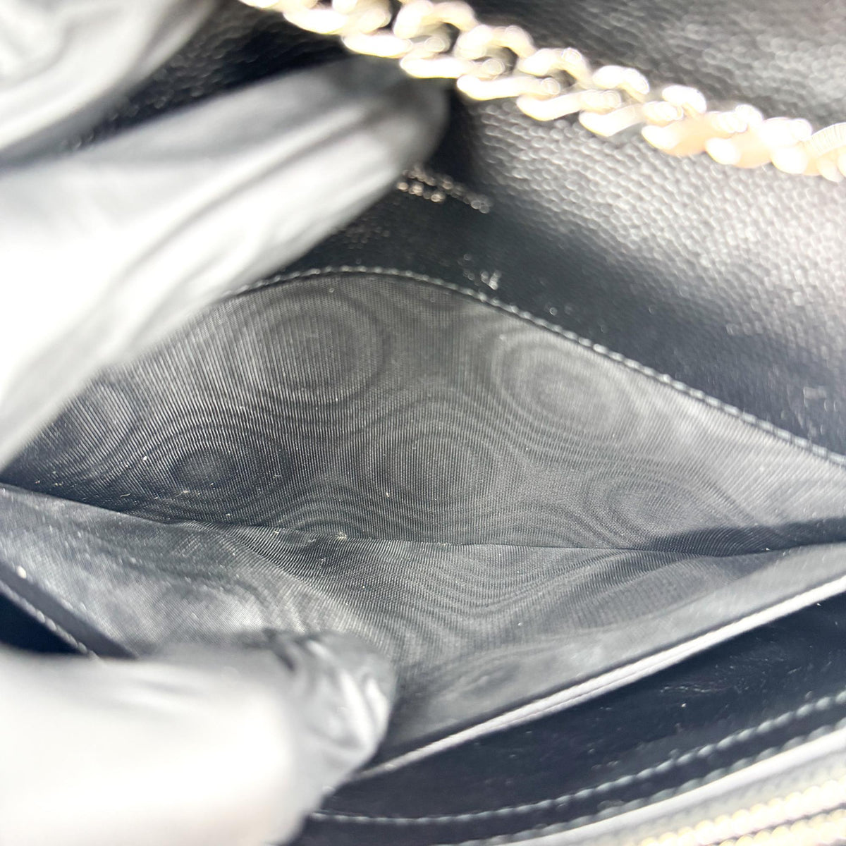 Saint Laurent Cassandre Envelope Chain Wallet Black with Silver Hardware