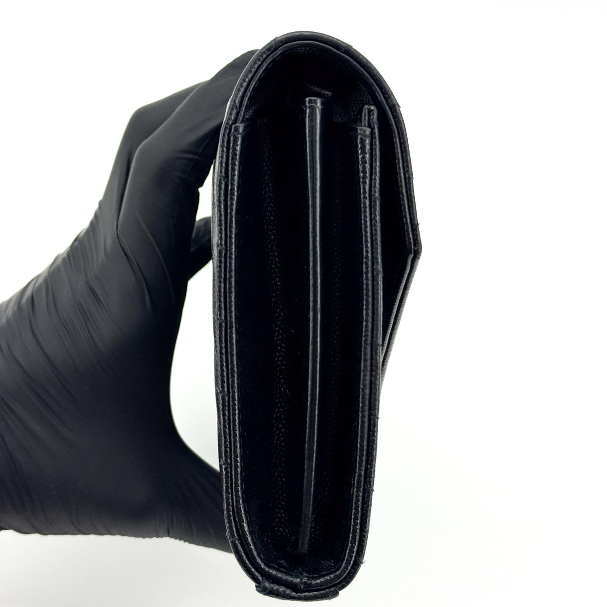 Saint Laurent Cassandre Envelope Chain Wallet Black with Silver Hardware