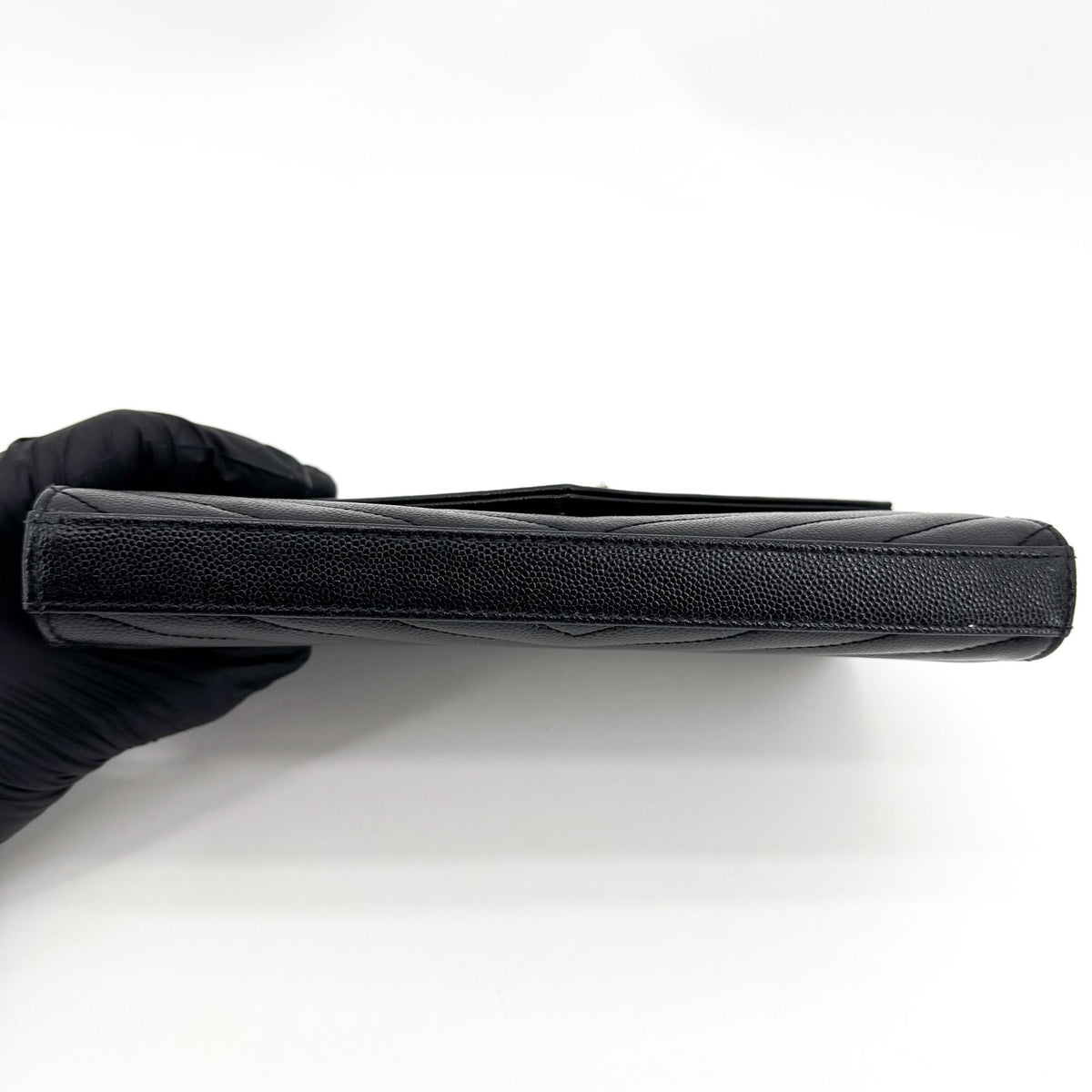 Saint Laurent Cassandre Envelope Chain Wallet Black with Silver Hardware