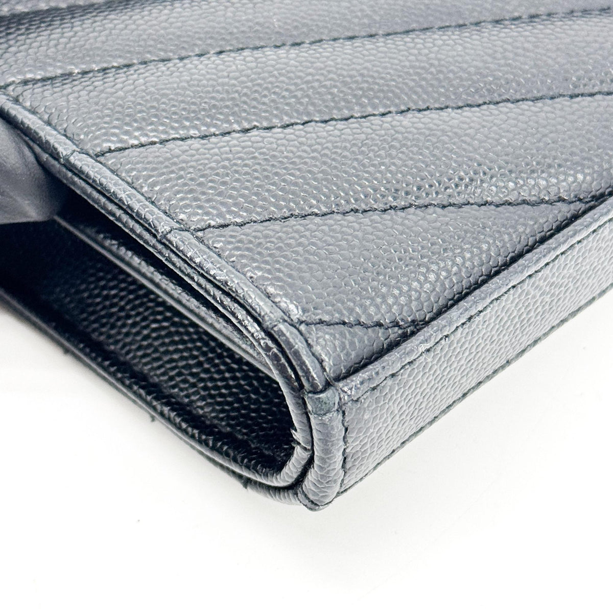 Saint Laurent Cassandre Envelope Chain Wallet Black with Silver Hardware