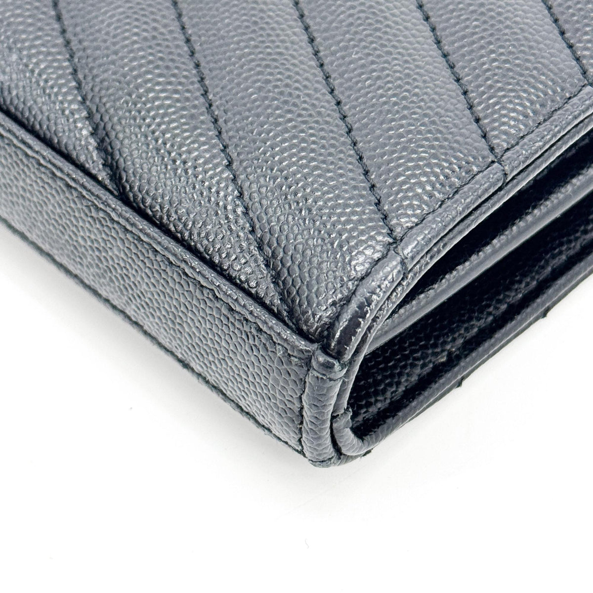 Saint Laurent Cassandre Envelope Chain Wallet Black with Silver Hardware
