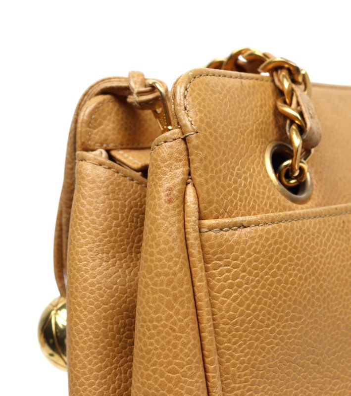 Chanel Beige Caviar Triple CC Chain Shoulder Bag