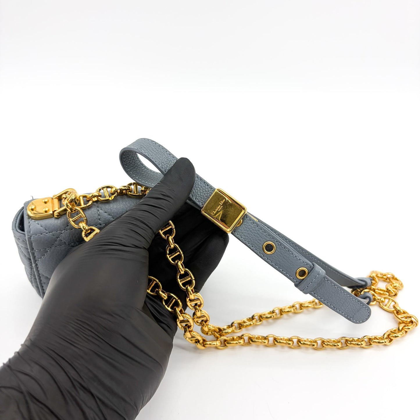 Dior Micro Caro Bag Grey Gold Hardware