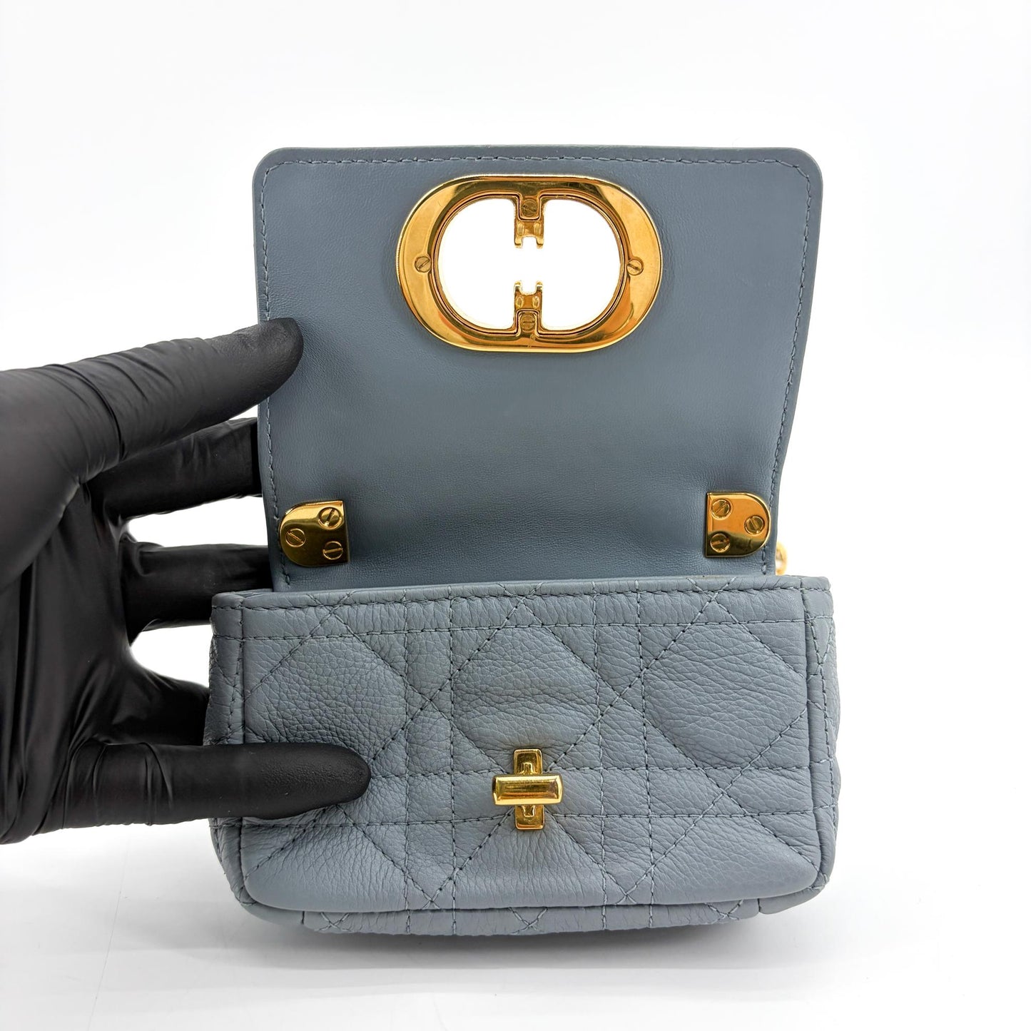 Dior Micro Caro Bag Grey Gold Hardware