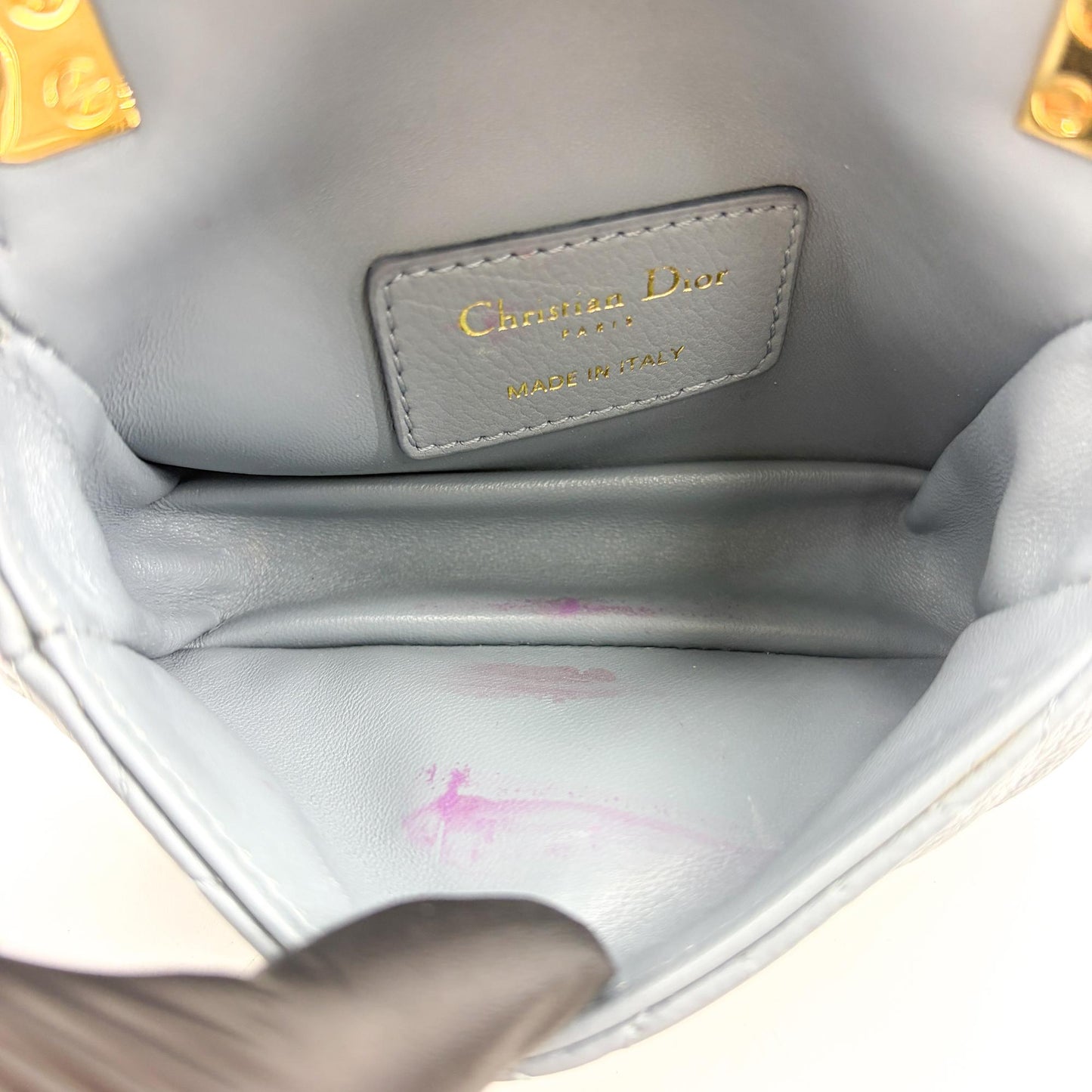 Dior Micro Caro Bag Grey Gold Hardware